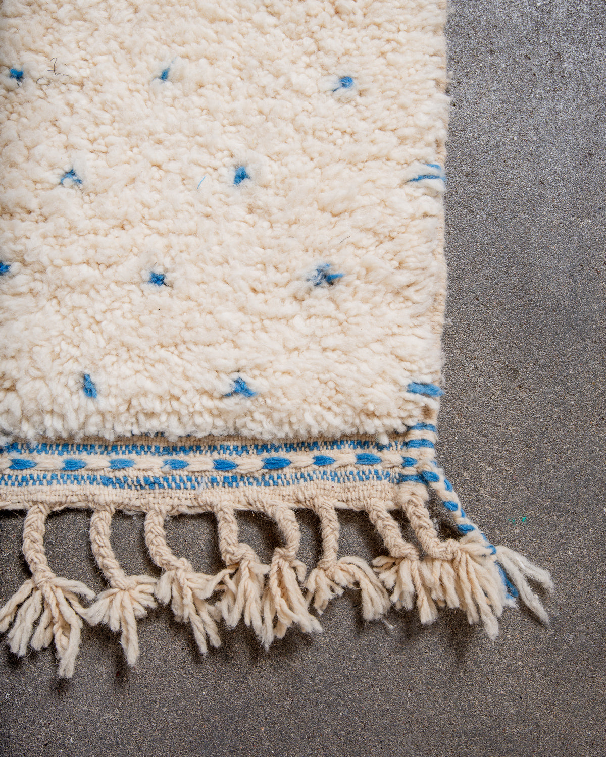 Modern, designer, handcrafted Berber rug from Morocco. Beniourain carpet with beautiful colours and patterns and fluffy wool texture.